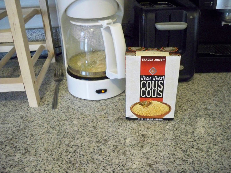 Illustration for article titled MacGyver Chef: Poached Chicken and Couscous in a Coffee Maker